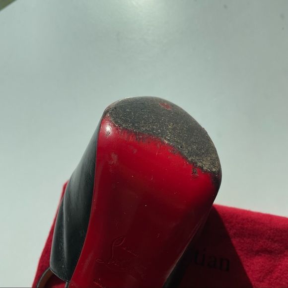 Christian Louboutin Ultra High Platform Strappy Black Leather Heels 40 - Picture 9 of 13